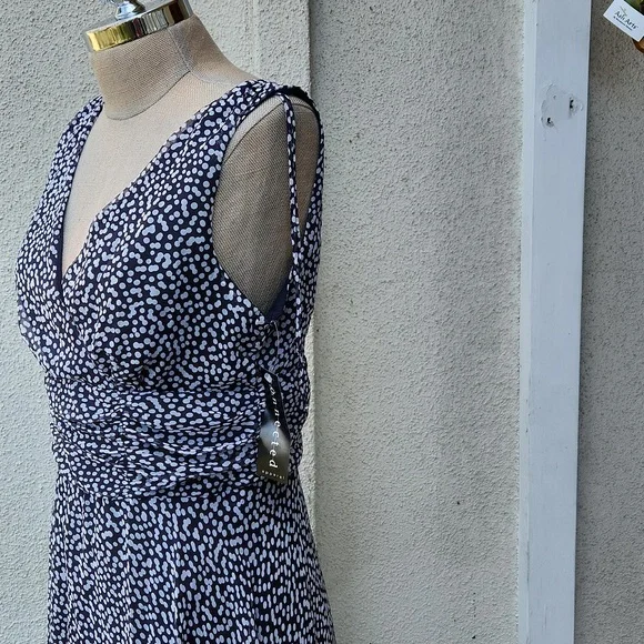 Connected Navy/ White Polka-Dot Dress - Size 12 - Picture 4 of 11